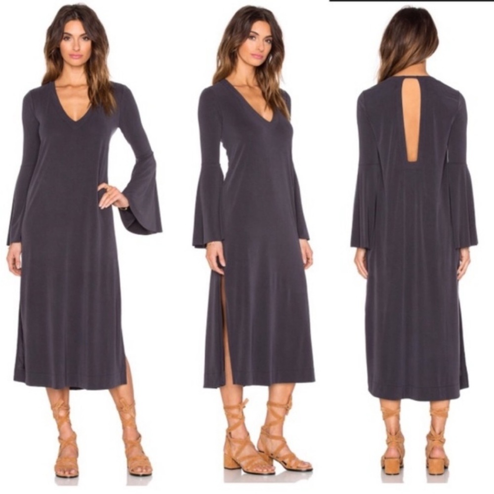 Free People Keyhole Bell Sleeve Charcoal Dress